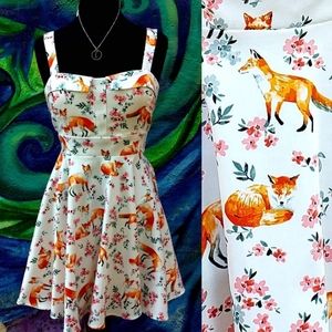 🦊 Foxy Cherry Blossom Pin-Up Dress 🌸